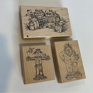 Vintage Art Impressions Rubber Stamps Stamp Lot 1996 Scarecrow Morning Coffee
